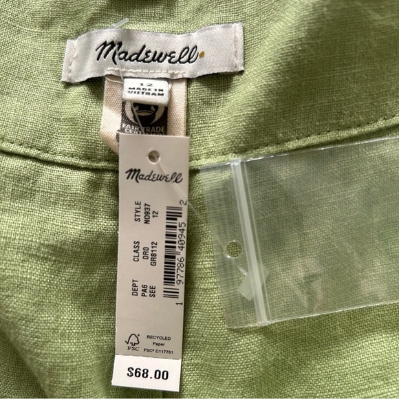 Madewell High Waist Green Linen Shorts with Relaxed Fit SZ 12 - Picture 3 of 4